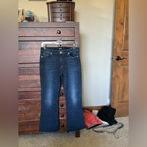 Hudson Mid-Rise Cropped Mia Flare Raw Hem Dark Denim - NWT Size 29